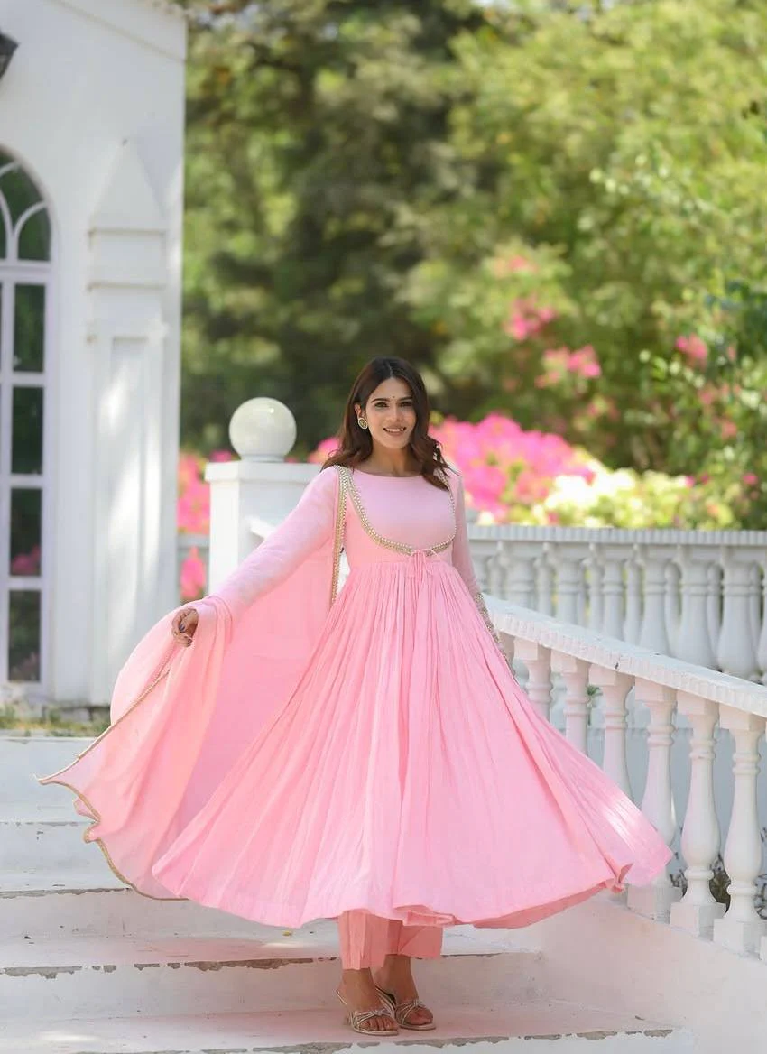 Blush Elegance Flowing Pink Attire - Image 2