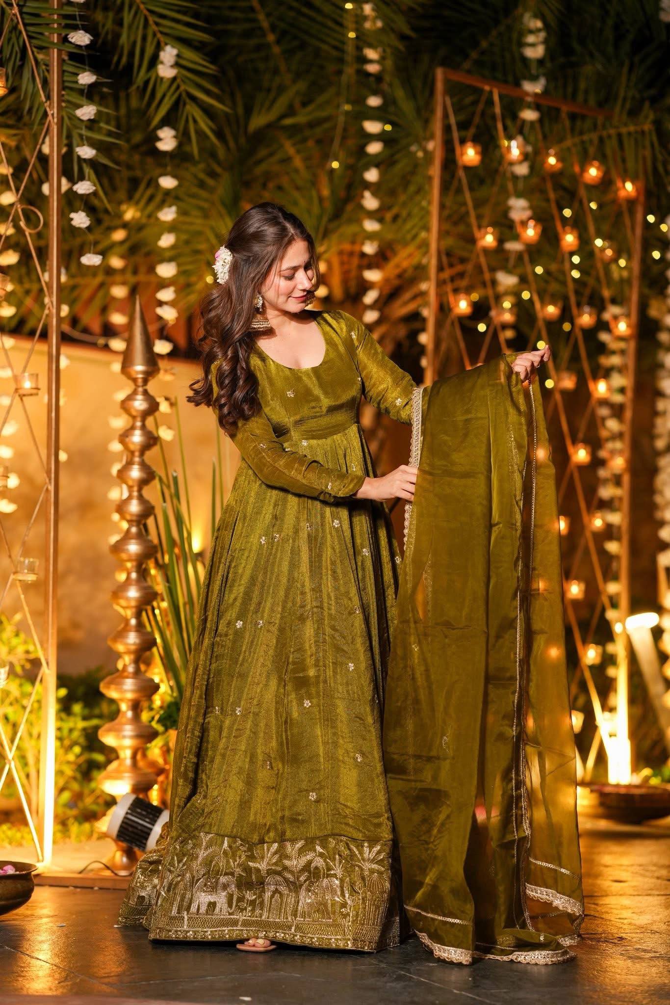 Elegance in Olive Green Attire - Image 3