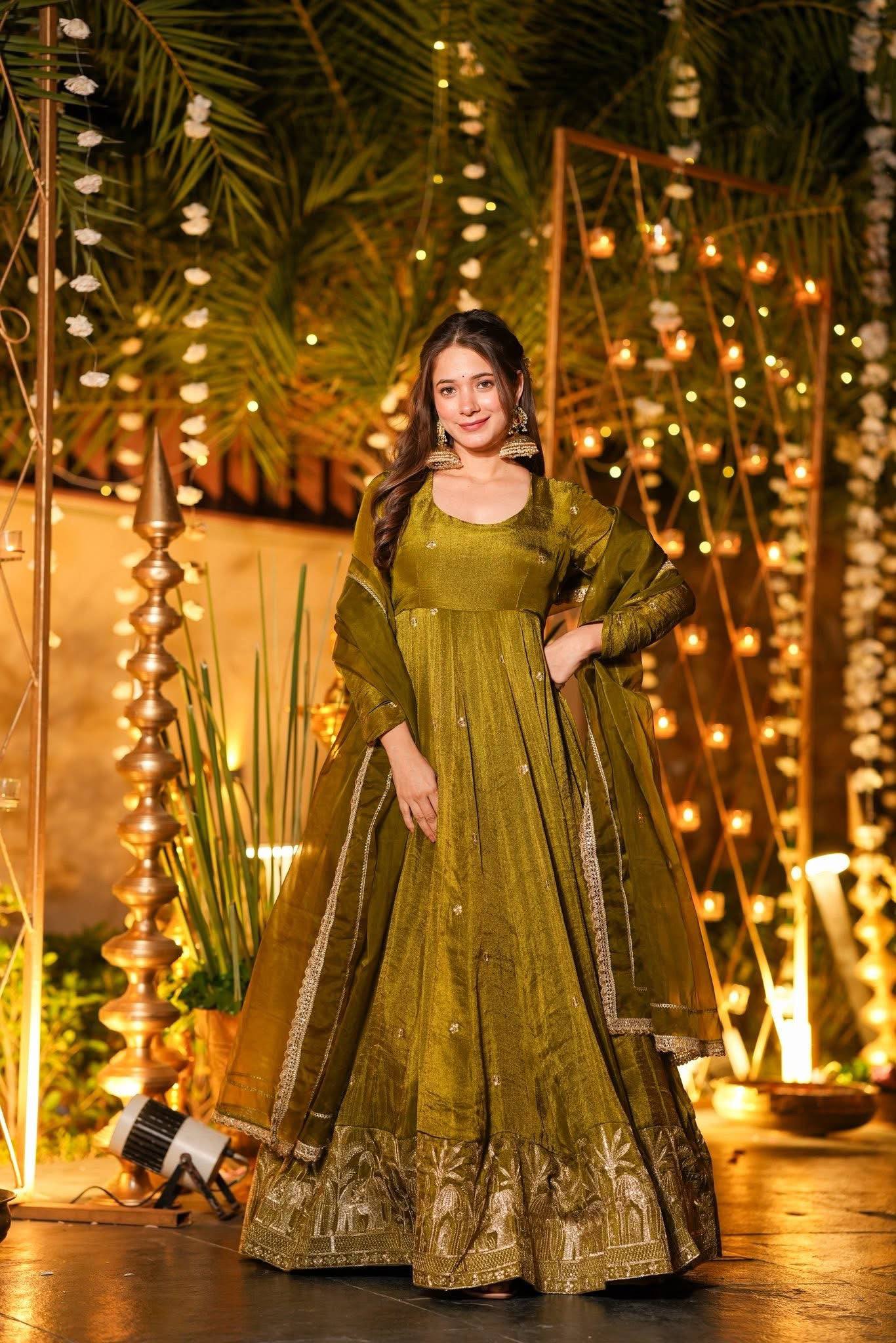 Elegance in Olive Green Attire - Image 5