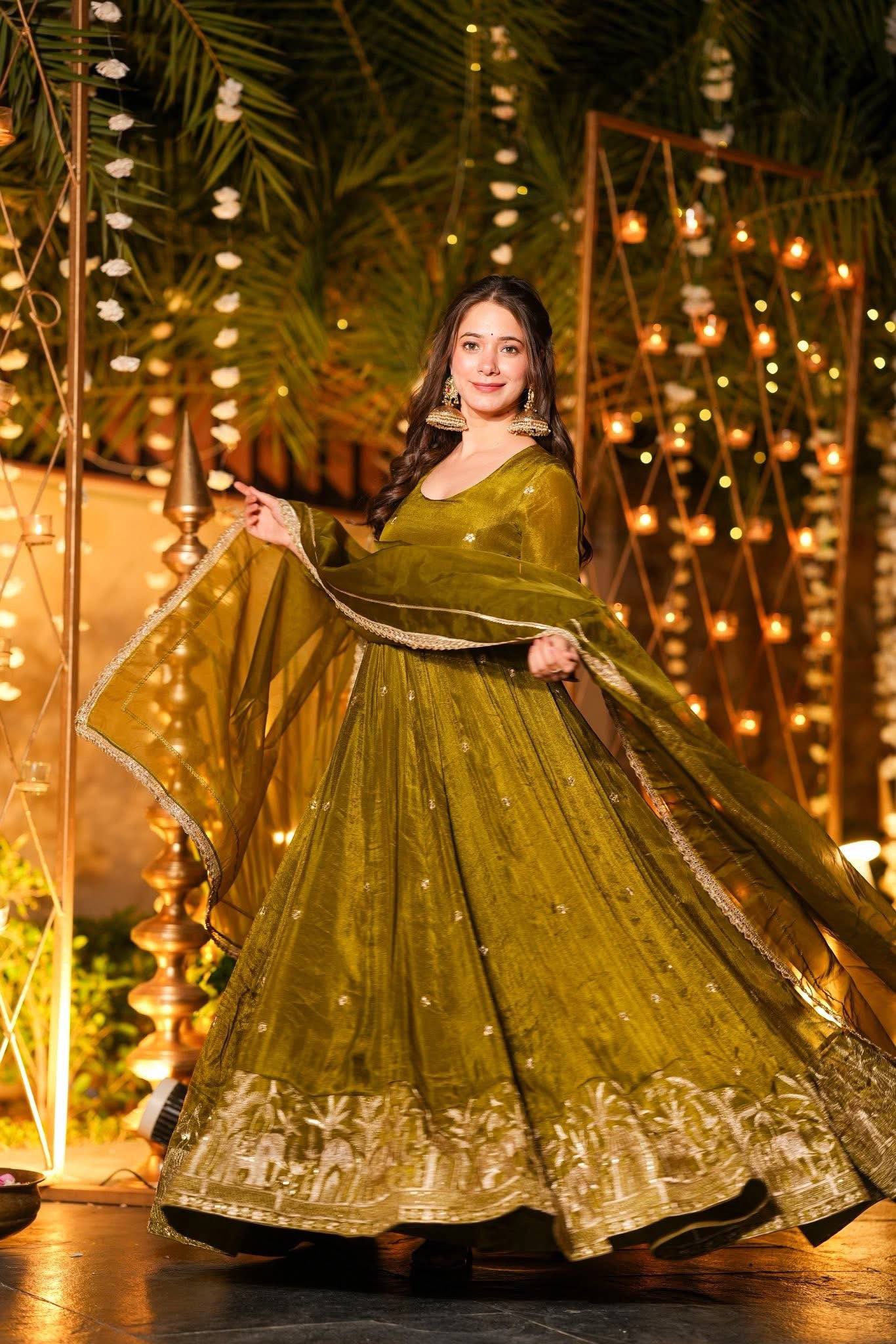 Elegance in Olive Green Attire - Image 6
