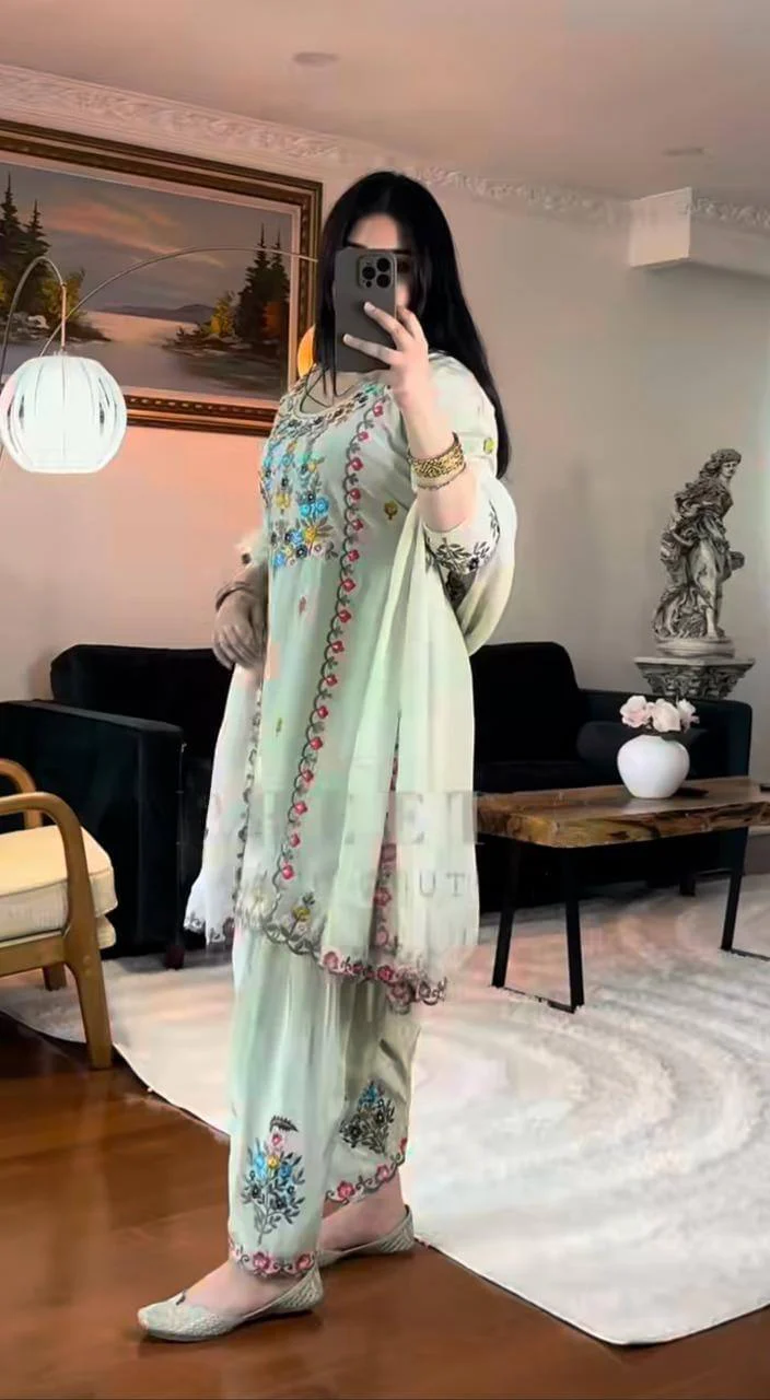 Elegant Floral Embroidered Ethnic Wear - Image 4