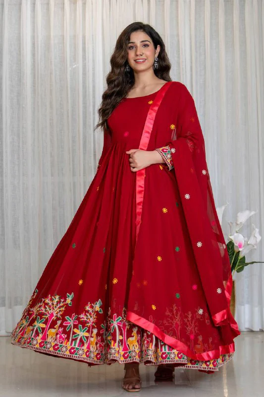 Graceful Red Dress with Stunning Details
