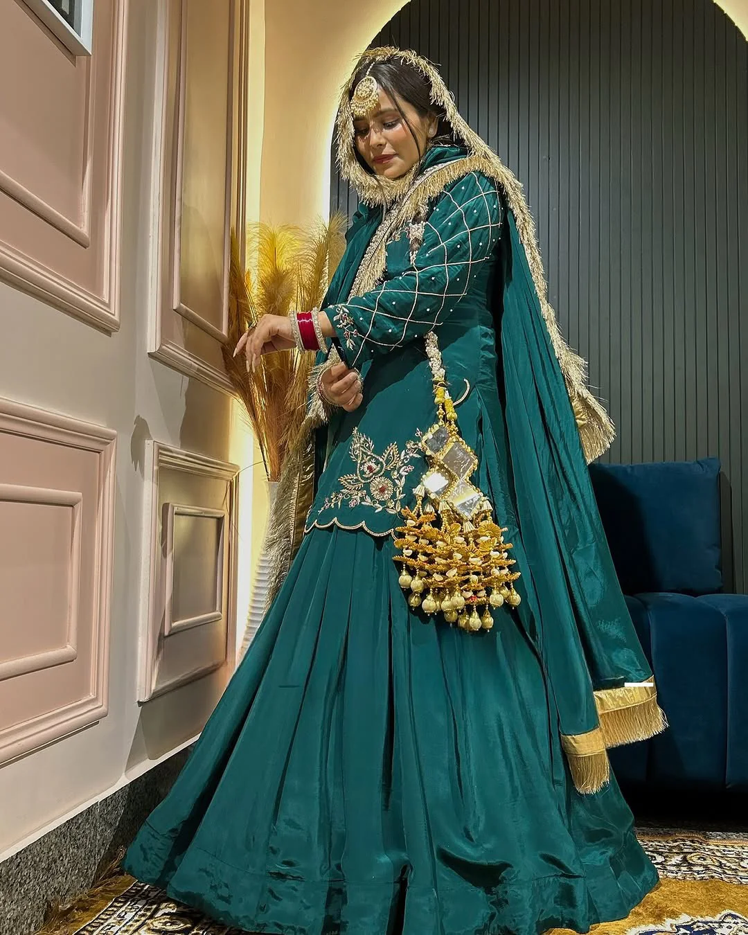 Regal Zari and Stone Embellished Hand work. - Image 2