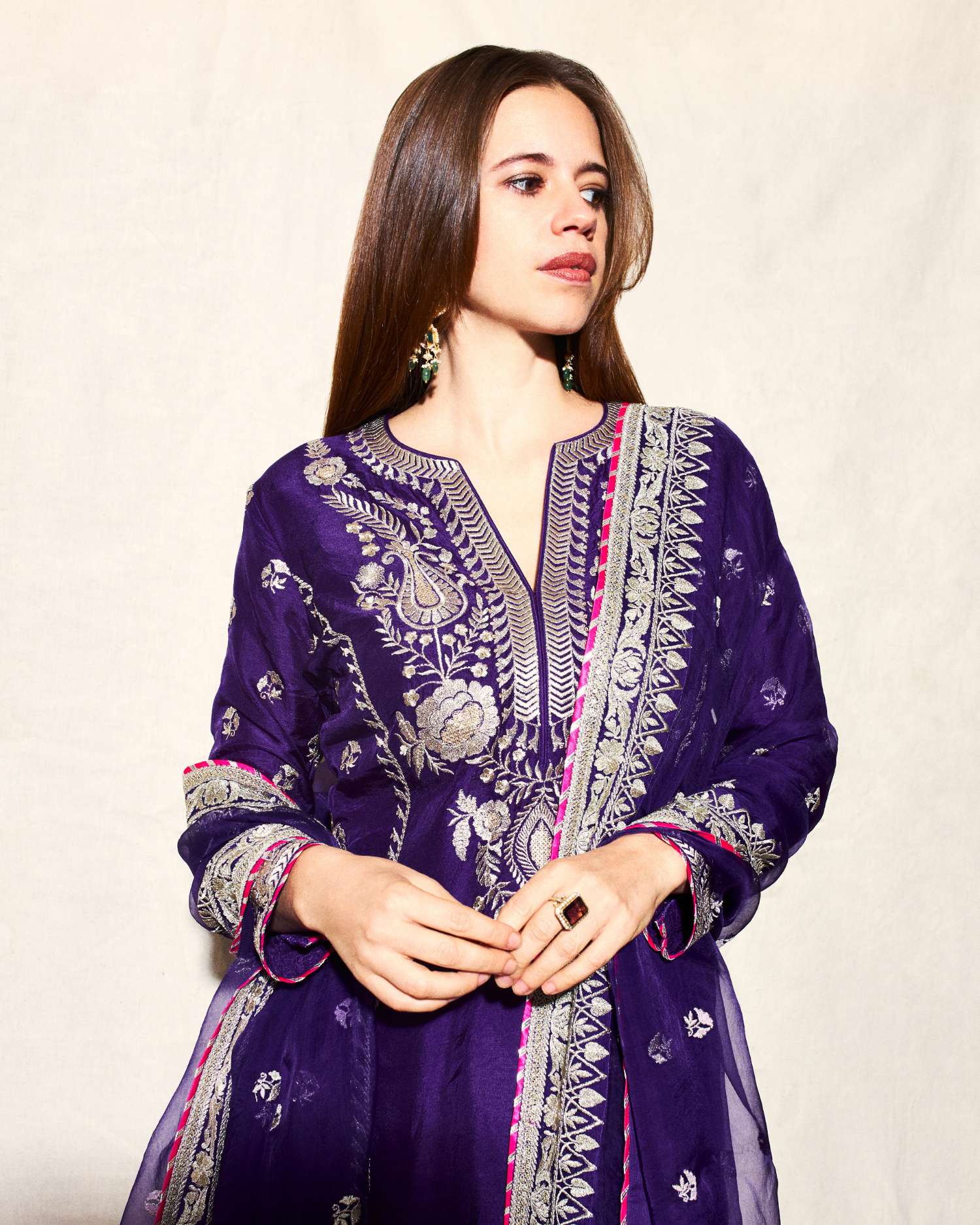 Royal Orchid Embroidered Ensemble Suit - Image 6